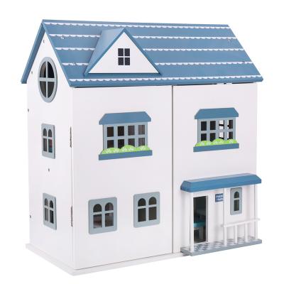 China Toy New American cartoon double-storey villa children's playground interactive educational toys of the house wooden parent-child dollhouse game for sale