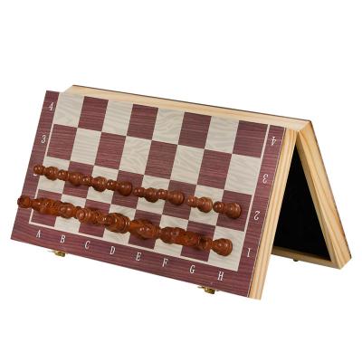 China Wooden Wooden Chess Set Folding Big Magnetic Board With 34 Inner Chess Pieces For Storage Travel Portable Board Game Set For Kid for sale