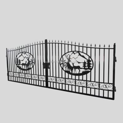 China Easily Assembled Galvanized Powder Coated Luxury Wrought Iron Door Designs for sale