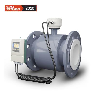 China PTFE 220V 4-20mA Output Electromagnetic Meter Price Magnetic Water Flow Meter for sale