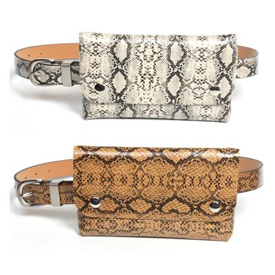 China Custom Decoractive Fashion Snake Print Ladies Pocket Belt For Dresses for sale