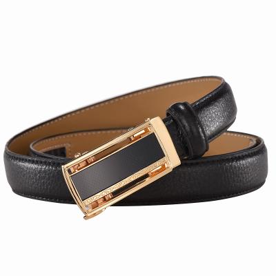 China Decoractive Women's Skin Sliding Buckles Leather Automatic Ratchet Belt for sale