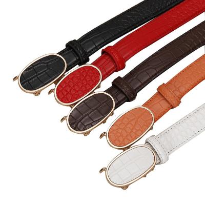 China Decoractive Women's Croc Luxury Genuine Leather Belts Automatic Wholesale Belts For Female for sale