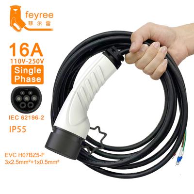 China feyree 32A 8KW EV Charger Plug Type2 Wire 16A 1Phase 3Phase 11KW 22KW IEC62196-2 Car Charging Station Cord For 4KW/8KW/11KW/22KW Electric Vehicle for sale