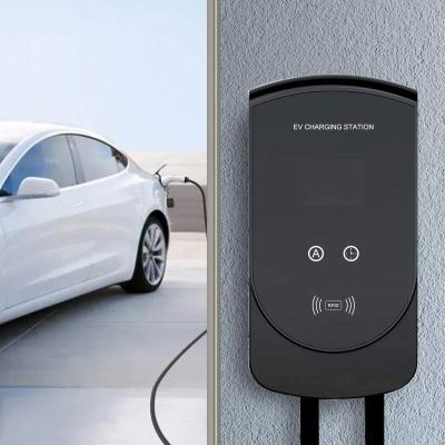 China Screen Display Smartphone App wifi ev car charging station wireless type - 2 22kw IEC 62196 for Tesla for sale