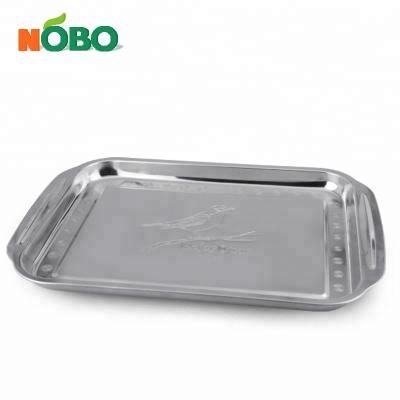 China Largest School Stainless Steel Serving Tray With Print Flower And Bird Dish for sale