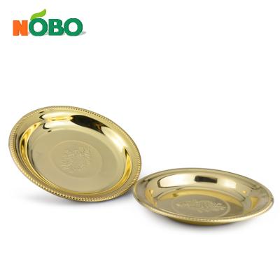 China Home.Restaurant.Bar.Hotel.Wedding. Super Markets Promotion Arabic Style Round Metal Serving Tray With Gold Color for sale