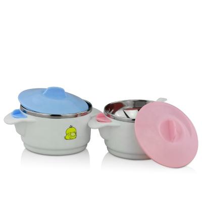 China Food Grade Colorful Insulated Food Grade Water Food Bowl Stainless Steel Feeder Baby Warmer Bowl For Kids for sale