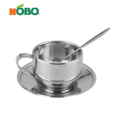 China Factory Price Stainless Steel Tea Coffee Cup Cup Set Viable Saucer Set With Spoon for sale