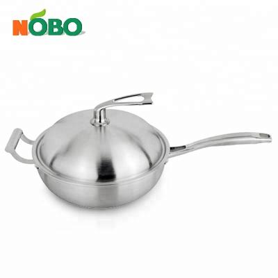 China 3 Layers Sustainable High Quality 304 Stainless Steel Frying Pan With Stainless Steel Lid for sale