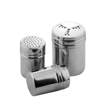 China Sustainable Seasoning Shaker Stainless Steel Salt And Pepper Shaker With Rotating Cover for sale