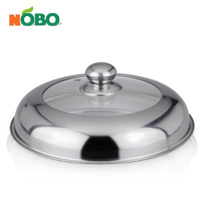 China Universal Kitchen Steamer Cookware Parts Wok Pan Cover Glass Stainless Steel Pot Lid Viable Useful for sale