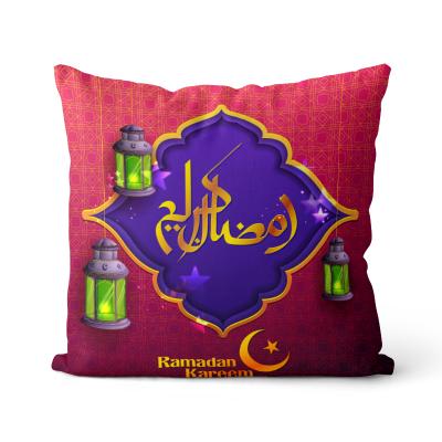 China New style Eid al-Fitr pillowcase Amazon style anti-static border warm Islamic home decoration short plush pillow for sale