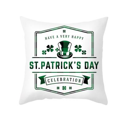 China St Patrick's Day Peach Skin Anti-Static Printed Sofa Pillow Cover Irish National Day Checked Cushion Cover for sale