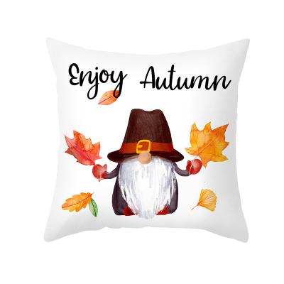 China New Product Border Autumn Harvest Peach Skin Pillowcase 2021 Anti-Static Maple Pumpkin Printing Thanksgiving Pillowcase for sale