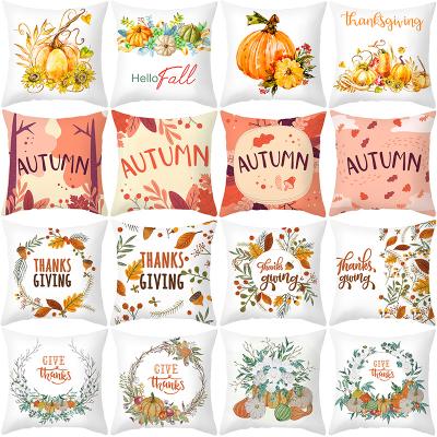 China Pumpkin New Statistical Institute Peach Skin Print Home Nordic Pillowcase Anti-static Thanksgiving Border Pillowcase for sale