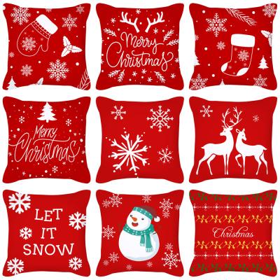 China Wholesale Nordic Anti-Static Santa Claus Gift Pillow Case Christmas New Cartoon Amazon Square Cushion Cover for sale