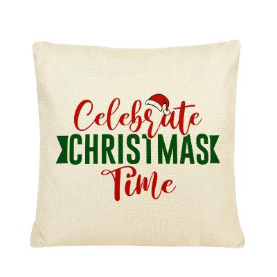 China 2021 New Nordic anti-static Christmas pillowcase border home watercolor printed cartoon sofa cushion canvas cover for sale