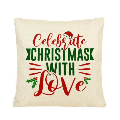 China Single-Sided Printed Canvas Office Sofa Cushion Cover Christmas Cartoon Anti-Static Nordic Border Furnishings Pillow Case for sale