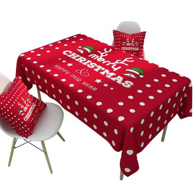 China 2021 Christmas Border Tablecloth Nordic Red Waterproof Plaid Cotton Linen Tablecloth Cartoon Series for sale