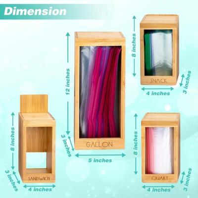 China Sustainable Bamboo Ziplock Bag Storage Organizer With Foil Dispenser For Kitchen Drawer for sale