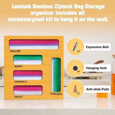 China Viable bamboo bag storage organizer for food natural bamboo organizer for food storage ziplock bags for sale