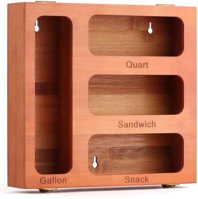 China Sustainable Ziplock Bag Storage Bamboo Organizer For Kitchen Drawer for sale