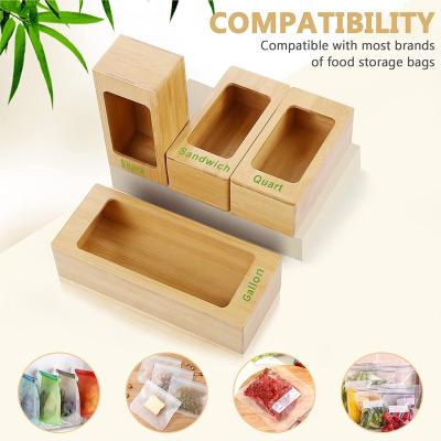 China Custom Bamboo Ziplock Organizer Bag Drawer Envelope Ziplock Dispenser Viable Storage For Drawer Kitchen for sale