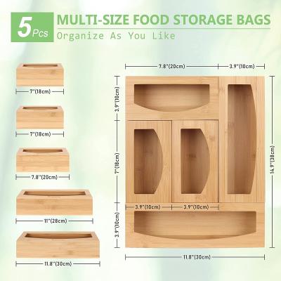 China Factory Direct Sale Viable Bamboo Ziplock Bag Storage Organizer And Dispenser For Kitchen Drawer for sale