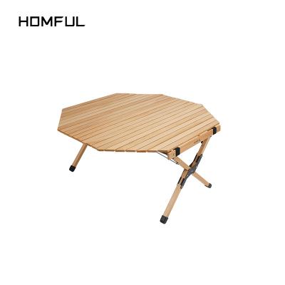 China Homful Durable Beech Wood Camping Folding Table Table Yard Glamping Durable Outdoor Table for sale