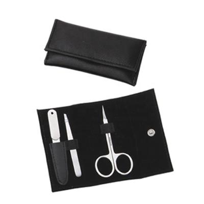 China 2020 Hot Selling High Quality PU/PVC 3pcs Manicure Kit VW-MS-816 2020 Set Small Case Black Color Button Pedicure Kit With Cheap Price for sale