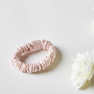 China Pink 1.5CM Silk Ties Box Colors Small Size Hair Tie Elastic Scrunchy Hair Decoration Pink 1.5CM For Gift for sale