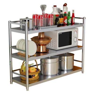 China Single Sided 201 Barriers Shelf Stainless Steel Storage Rack Jars Spice Rack Display Rack Shelf Fruit Storage Rack for sale