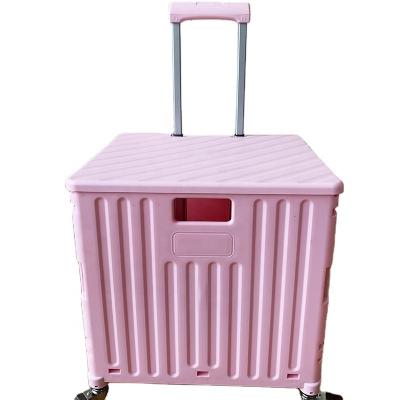 China Aluminum Alloy Folding Pull Rod Eco-Friendly Shopping Trolley Collapsible Trolley With Lid Serving Grocery Store for sale