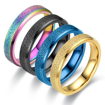 China Simple frosted fashion, European and American style stainless steel ring lovers ring wholesale for sale