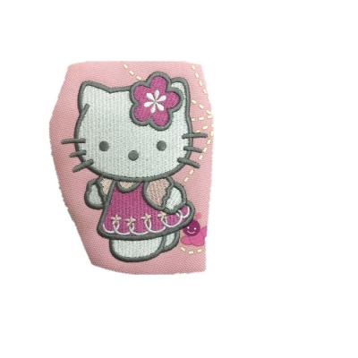 China Viable Pink Embroidered Woven Patch Cartoon Badge Embroidery Woven Patch for sale