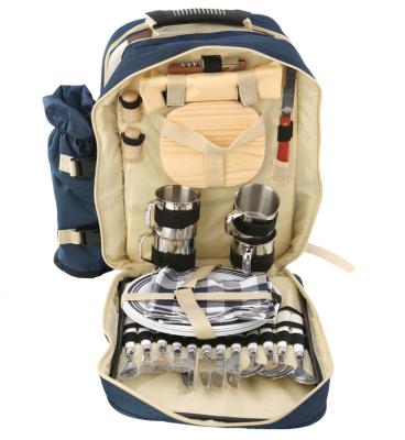 China Outdoor Waterproof Picnic Backpack Bag For 4 Person With Detachable Bottle/Wine Holder Fleece Cover for sale