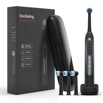 China Chylee ABS Customize Novelty Sonic Electric Toothbrush Round 8800 Round High End Black Good Design Oscillating Toothbrush With Travel Case for sale