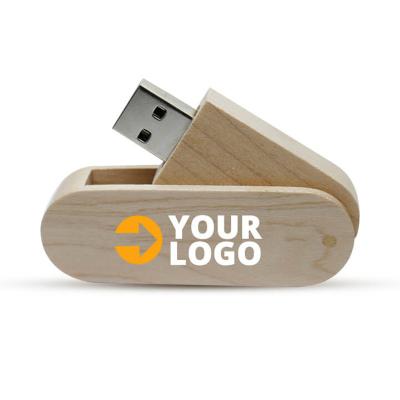 China Hot Sale Wooden Customized Swivel Wooden USB Pen Drive Wood Flash Drive Custom Brand Printed USB Stick Business Promotional Gifts for sale