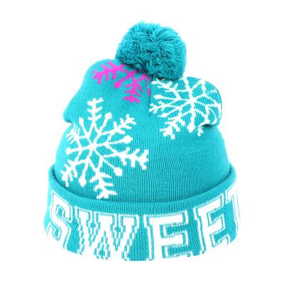 China Christmas Acrylic Beanie Kids Gift Beanie Hats Logo Knit Pom Pom Beanie Newest Fashion COMMON Christmas Custom Snow for sale