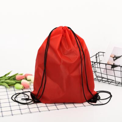 China New stock design solid color drawstring waterproof sale nylon cheap backpack for sale