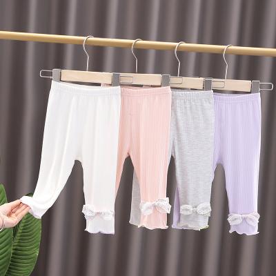 China New Baby Girl Gaiters Summer Color Fade Proof Baby Thin Section Girls Gaiters Super Soft Breathable Cropped Outer Pants for sale