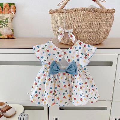 China Summer New Washable British Baby Skirt 0-3 Years Girls Style Flight Sleeve Dress Baby Foreign Princess Skirt for sale