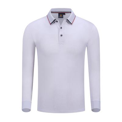 China QUICK DRY cultural shirt men's polo shirt cotton autumn and winter work birthday party company long-sleeved clothes for sale