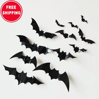 China Decorative Sticker Halloween Party Supplies Realistic Scary 3D PVC Decoration Bats Wall Sticker, Indoor Outdoor Party Halloween Decorations Supplie for sale