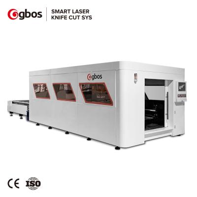 China Closed Design GBOS CNC Fiber Laser Cutter Metal Materials 1000W 1500W 2000W 3000W 1500x3000mm Fiber Laser Cutting Machine for sale