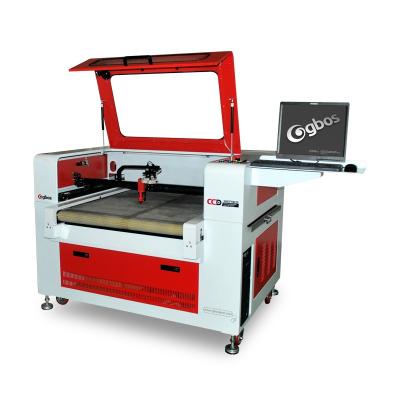 China VISION SYSTEM Auto Feeding POS CNC CO2 Fabric Label Laser Cutting Machine For Printed And Embroidered Fabrics Cutting for sale