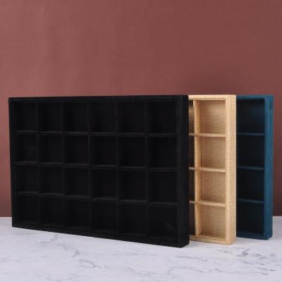 China Jewelry Tray Jewelry Display Trays Jewelry Disply Black Velvet Jewelry Tray 24 Grid Demonstration Earring for sale