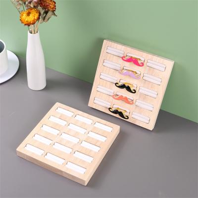 China Exquisite Beige Wooden Ring Jewelry Display Tray Disply Ring Jewelry Display Bamboo And Jewelry Display for sale