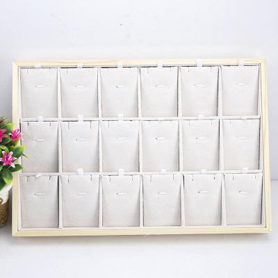 China Custom 18 Racks Jewelry Disply Bamboo Wood With Velvet Card Necklace Display Stand Jewelry Trays Jewelry Display For Home Showcase for sale